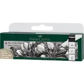 Faber-Castell Pitt Artist Pen Lot de 4 stylo à encre de Chine - Noir et blanc
