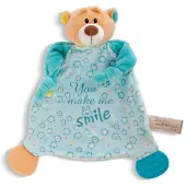 Nici MFN Ours en peluche avec porte-tétine et porte-sucette 25x25cm