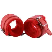 Auxfun Menottes rembourrées Menottes de lit avec chaîne Rouge