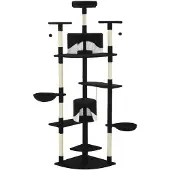 vidaXL Arbre à chat avec colonnes à griffer en sisal 203 cm noir et blanc