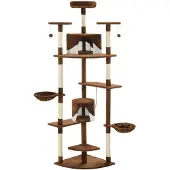 vidaXL Arbre à chat avec colonnes à griffer en sisal 203 cm brun et blanc