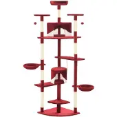 vidaXL Arbre à chat avec colonnes à griffer en sisal 203 cm rouge et blanc