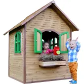 Axi Julia Maison Enfant En Bois | Maison De Jeux Pour L'Extérieur / Jardin En Marron & Vert | Maisonnette / Cabane De Jeu Avec Des Fenêtres