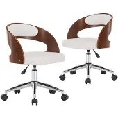 vidaXL Chaise de salle à manger 2 pcs. Pivotant Blanc Bois courbé et similicuir