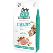 Brit Care Cat Grain-Free Sterilized Urinary - Croquettes sans céréales avec du poulet frais pour les chats adultes stérilisés avec système urinaire fragile - 7 kg