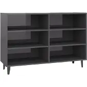 vidaXL Sideboard gris brillant 103,5x35x70 cm Bois composite