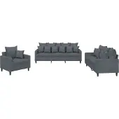vidaXL Ensemble de canapés 3 pièces avec coussins gris foncé velours