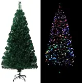 vidaXL Sapin de Noël artificiel avec support vert 150 cm fibre optique