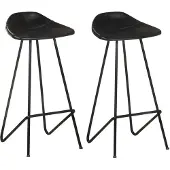 vidaXL Tabouret de bar 2 pcs. noir cuir véritable