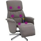 vidaXL Fauteuil de massage avec repose-pieds Taupe Tissu