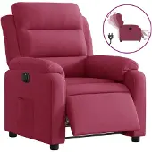 vidaXL Fauteuil relax électrique vin rouge velours