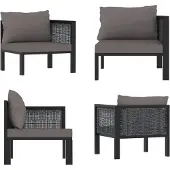 vidaXL Elément d'angle de canapé avec accoudoir gauche Poly rotin Anthracite