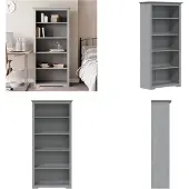 vidaXL Bibliothèque BODO gris 82x40x173 cm bois pin massif 5 niveaux