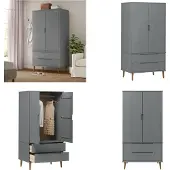 vidaXL Armoire MOLDE Gris 90x55x175 cm Pin massif