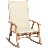 vidaXL Chaise à bascule avec coussin en bambou