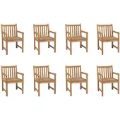 vidaXL Chaises de jardin 8 pcs. Bois massif teck