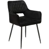 Sonstiges Bronx71 Chaise de salle à manger en velours Mika avec accoudoirs noir