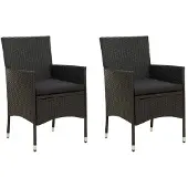 vidaXL Chaises de jardin avec coussin 2 pcs. Poly rotin noir