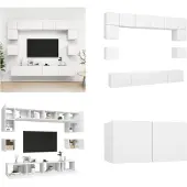 vidaXL Ensemble de 8 meubles TV blanc en bois composite