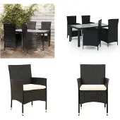 vidaXL 5-tlg. Groupe de jardinage avec baisers Poly Rattan Schwarz