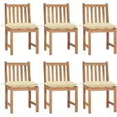 vidaXL Chaises de jardin 6 pcs. avec coussins teck massif