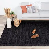 NATURL. Tapis en jute - Fair Noir | 190x290 cm | Rectangulaire | Tissage plat