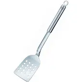 Rösle Pelle à crêpes perforée, à lame arrondie et manche rond, spatule pour retourner les crêpes, acier inoxydable 18/10, passe au lave-vaisselle, Tons Argentés