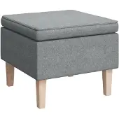 vidaXL Tabouret avec pieds en bois Gris clair Tissu