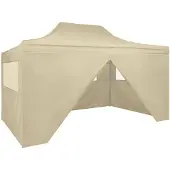 vidaXL Tente pliante Pop-Up avec 4 éléments latéraux 3 x 4,5 m Blanc crème