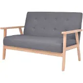 vidaXL Canapé à 2 places Tissu Gris foncé
