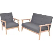 vidaXL Ensemble de canapés 2 pièces tissu gris foncé