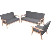 vidaXL Ensemble de canapés 3 pièces tissu gris foncé