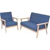 vidaXL Ensemble de canapés 2 pièces tissu bleu