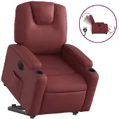 vidaXL Fauteuil relax releveur électrique vin rouge similicuir