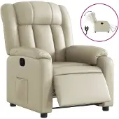 vidaXL Fauteuil relax électrique Crème similicuir