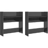 vidaXL Armoires à chaussures murales 2 pcs gris brillant 60x18x60 cm