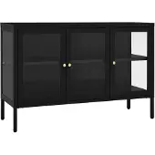 vidaXL Sideboard Noir 70x35x70 cm Acier et verre
