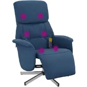 vidaXL Fauteuil de massage avec repose-pieds Bleu Tissu