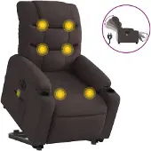 vidaXL Fauteuil de massage électrique avec releveur Tissu marron foncé