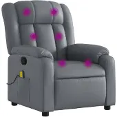 vidaXL Fauteuil de massage Gris Similicuir