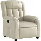 vidaXL Fauteuil relax Crème Similicuir
