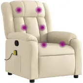 vidaXL Fauteuil de massage Crème Tissu
