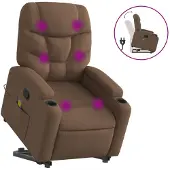 vidaXL Fauteuil de massage avec releveur Marron Tissu