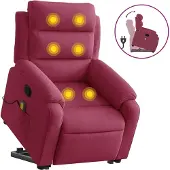 vidaXL Fauteuil de massage avec releveur vin rouge velours