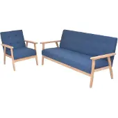 vidaXL Ensemble de canapés 2 pièces tissu bleu