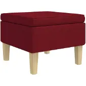 vidaXL Tabouret avec pieds en bois Rouge bordeaux Tissu