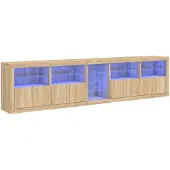 vidaXL Sideboard avec lampes LED Chêne Sonoma 283x37x67 cm