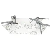 Clayre & Eef Panier à pain 35x35x8 cm Blanc Gris Coton Chien