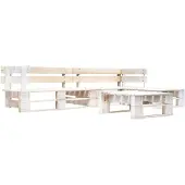 vidaXL Ensemble de canapés de jardin en palettes 4 pièces, bois blanc