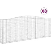 vidaXL Gabions avec arc surélevé 8 pcs. 400x30x140/160cm Fer galvanisé